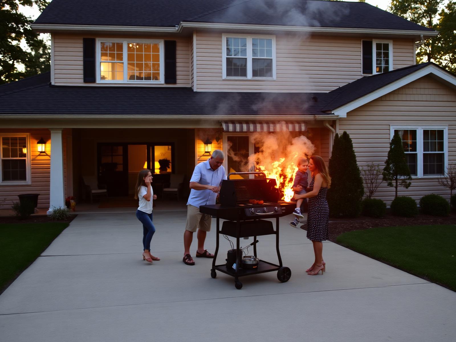 Family enjoying a backyard barbecue at a beautifully clean home